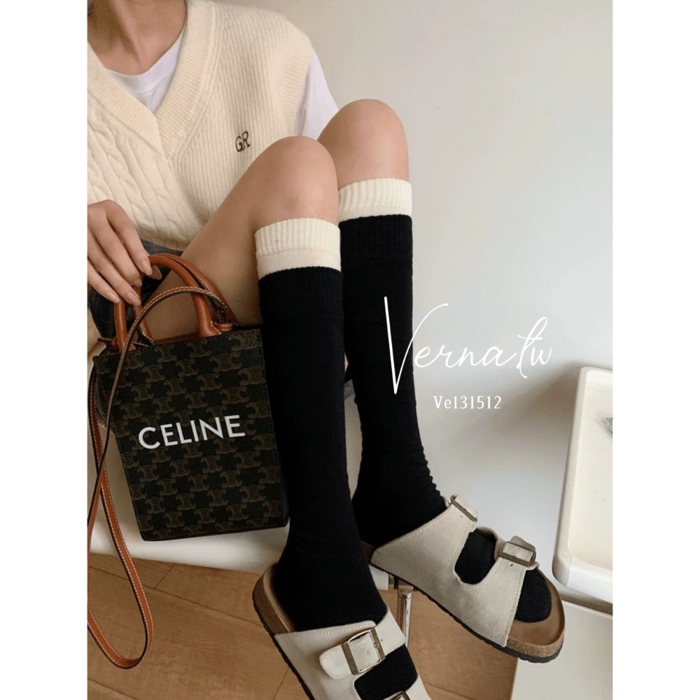 假兩層撞色甜甜中筒襪-細節圖2