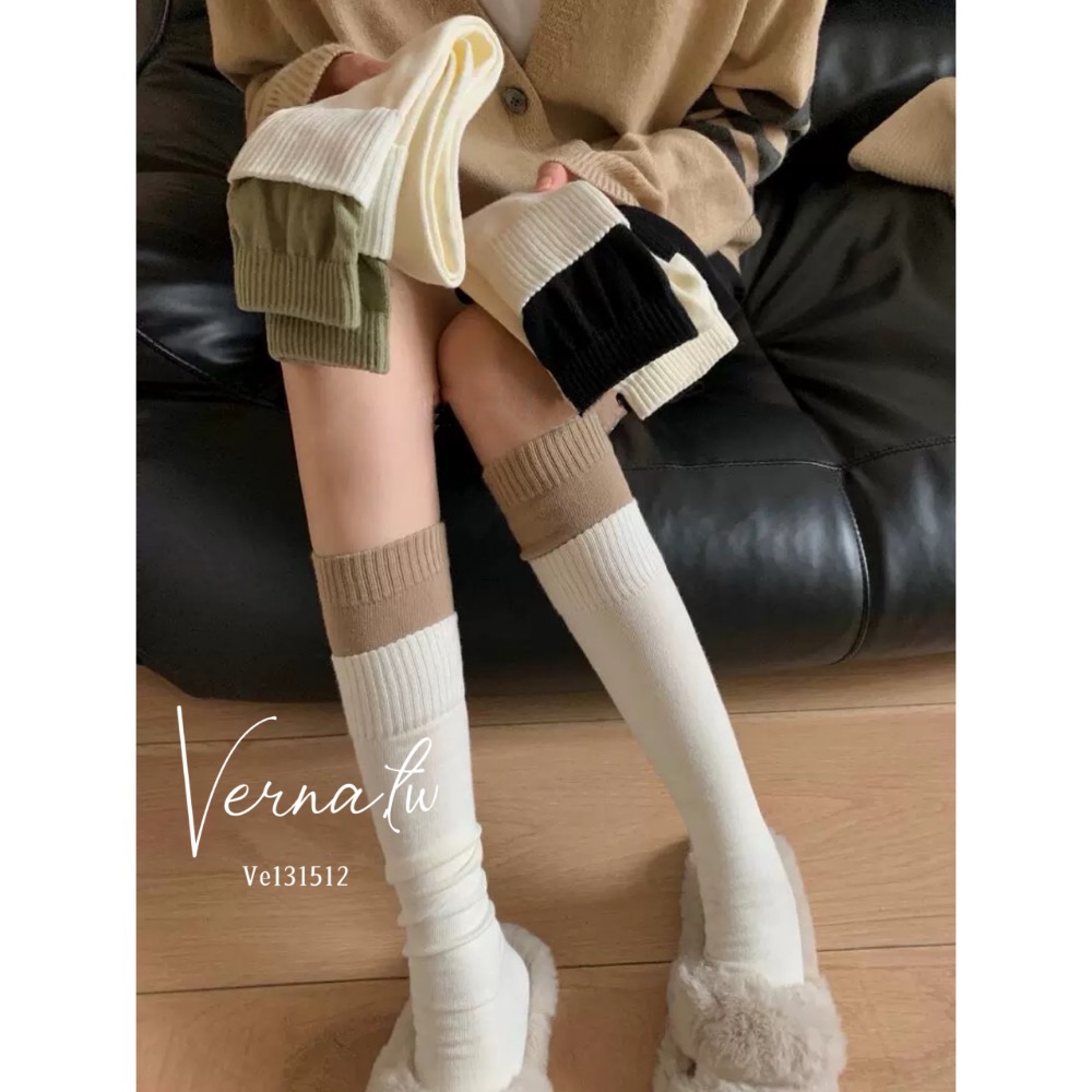 假兩層撞色甜甜中筒襪-細節圖4