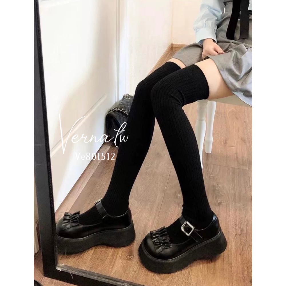 純色日系百搭膝上襪-細節圖9