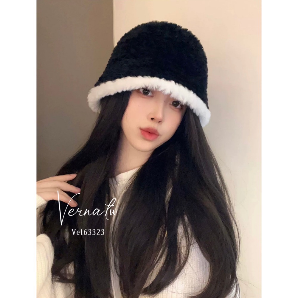 針織毛絨絨撞色漁夫帽-細節圖5