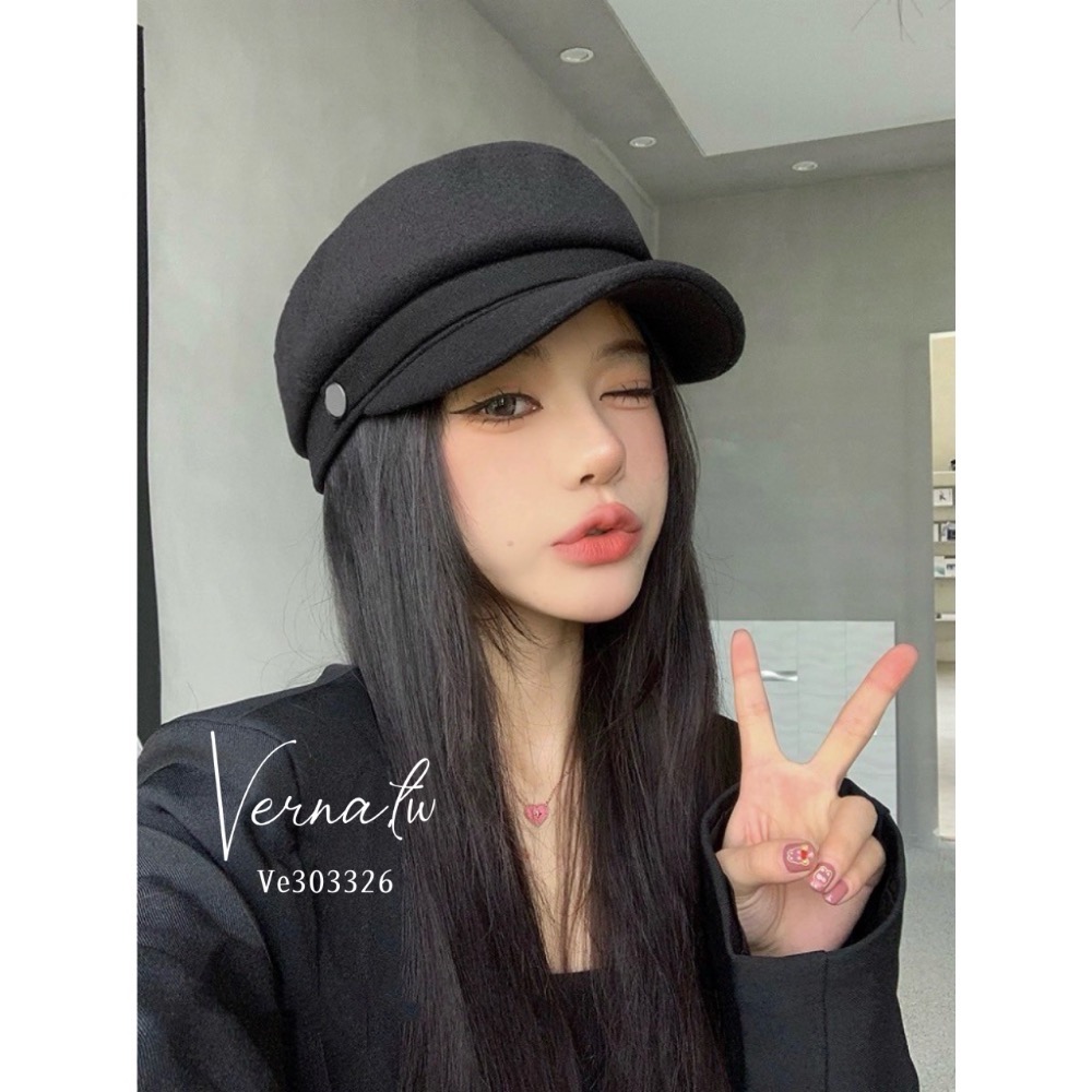 毛呢帽扣貝雷帽-細節圖2