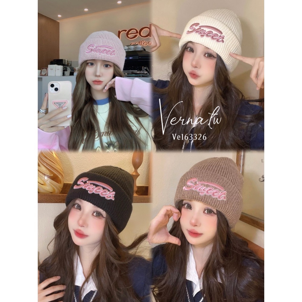 暖糯字母刺繡毛線帽14色-細節圖2