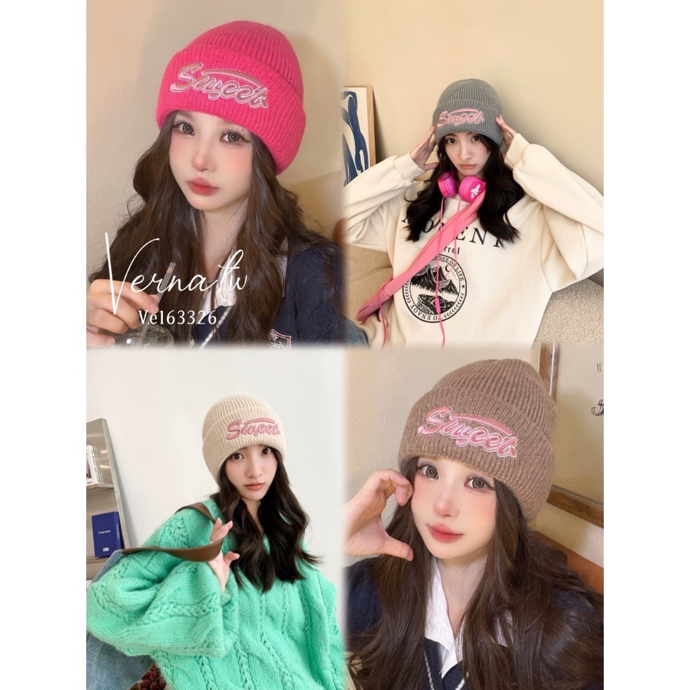 暖糯字母刺繡毛線帽14色-細節圖3