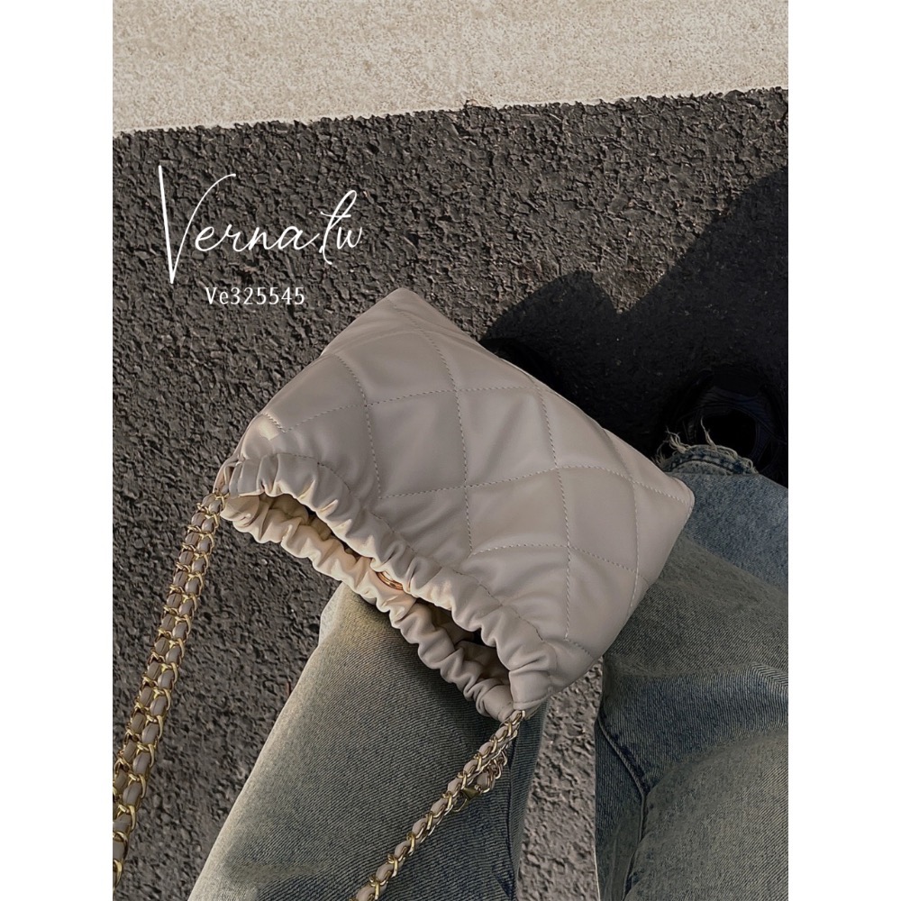 質感菱格紋肩背包-細節圖4