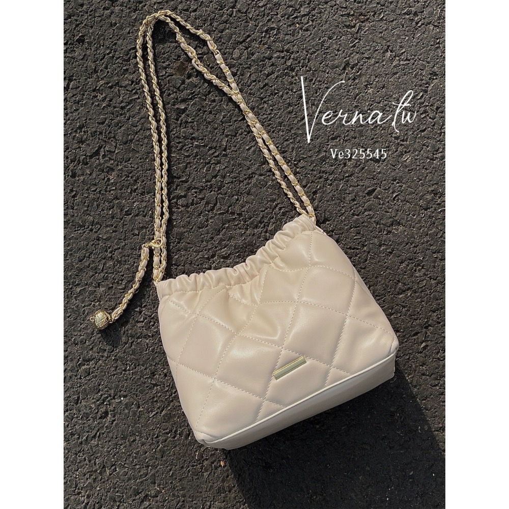 質感菱格紋肩背包-細節圖5