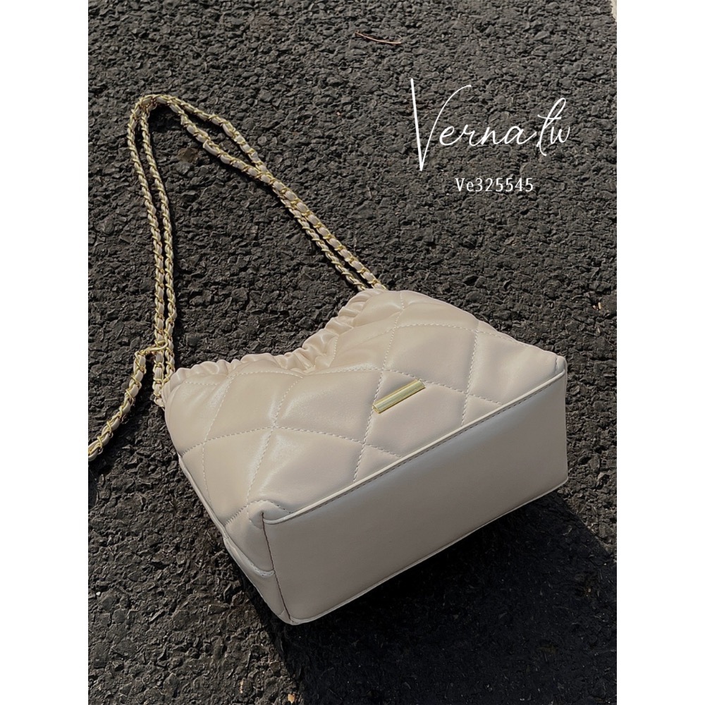 質感菱格紋肩背包-細節圖6