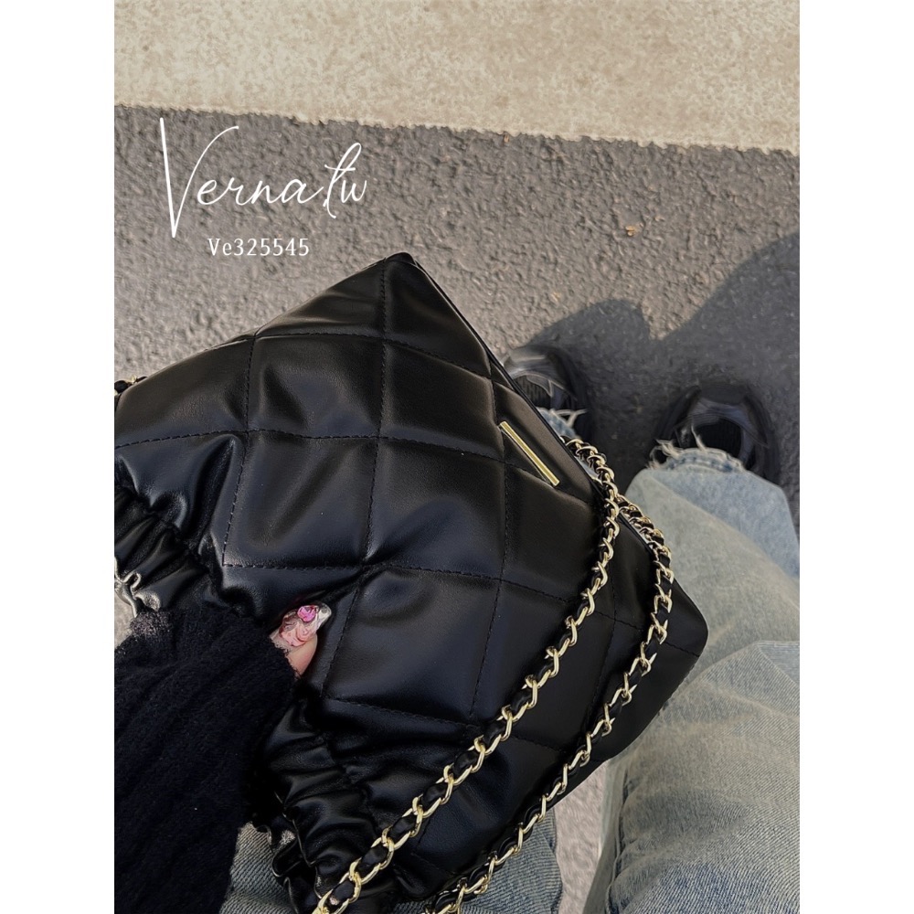 質感菱格紋肩背包-細節圖7