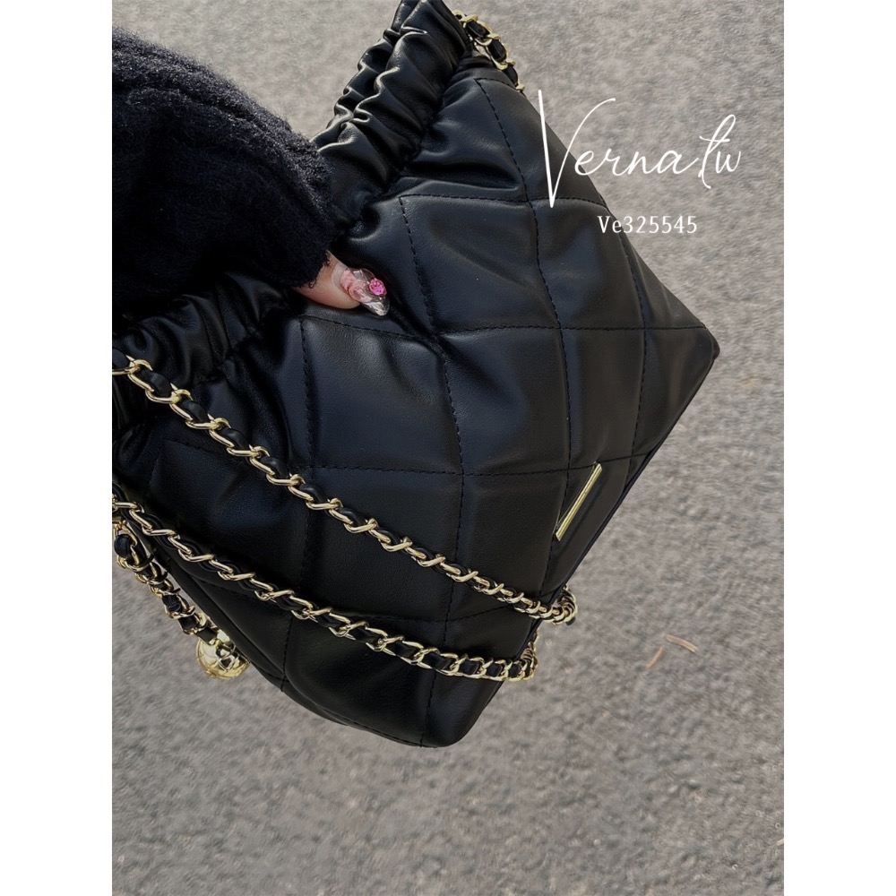 質感菱格紋肩背包-細節圖8