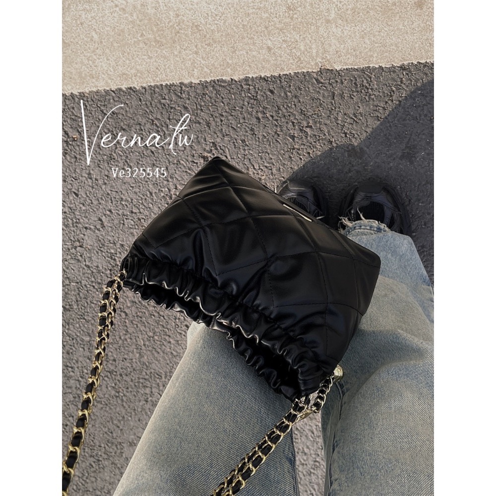 質感菱格紋肩背包-細節圖10