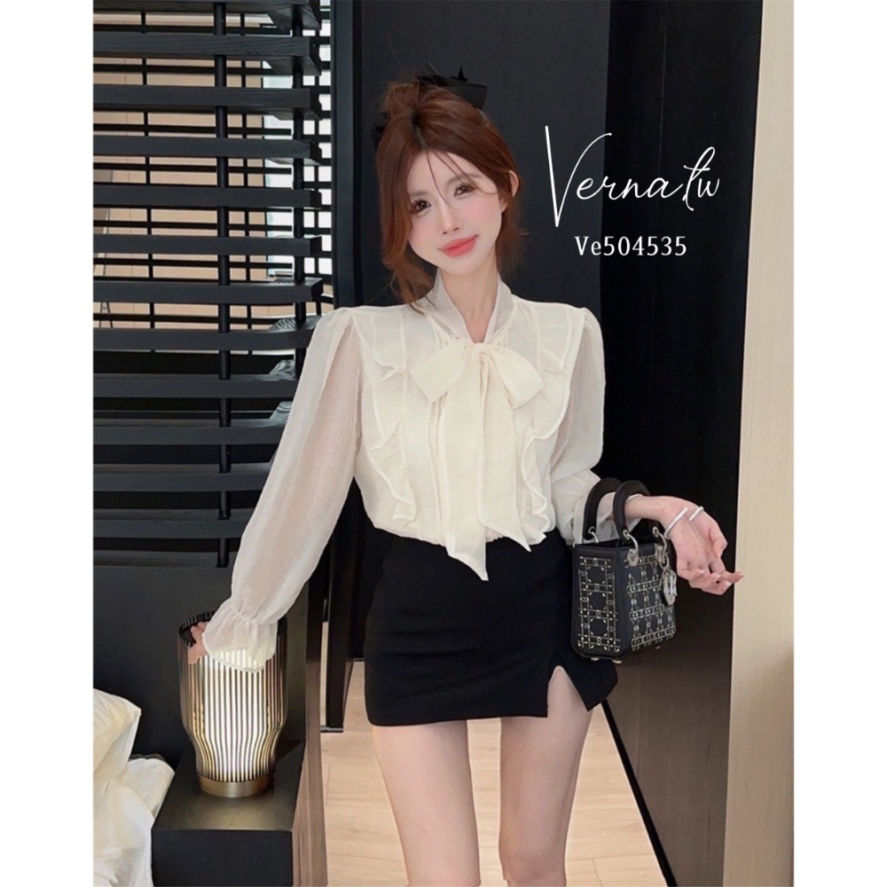 超美蝴蝶結綁帶雪紡襯衫-細節圖6