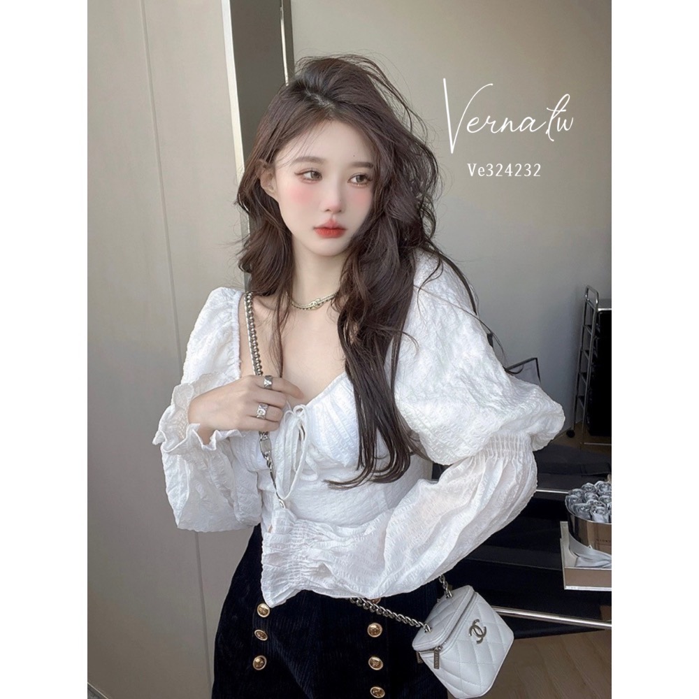 微甜氛圍泡泡袖短款上衣-細節圖6