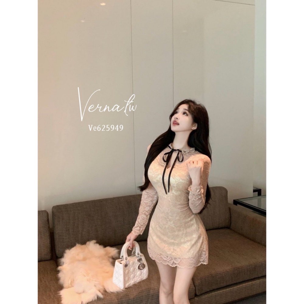 溫柔風蕾絲純欲連身裙-細節圖4