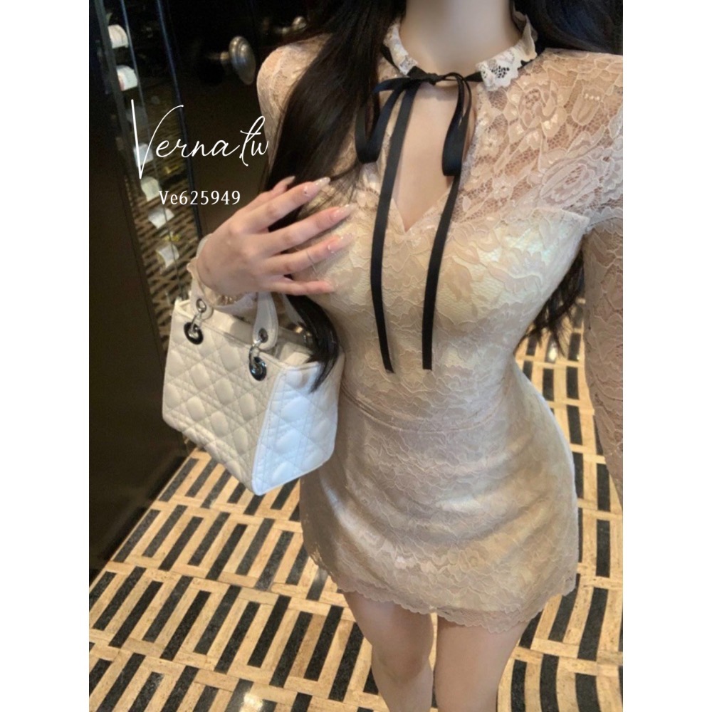 溫柔風蕾絲純欲連身裙-細節圖11