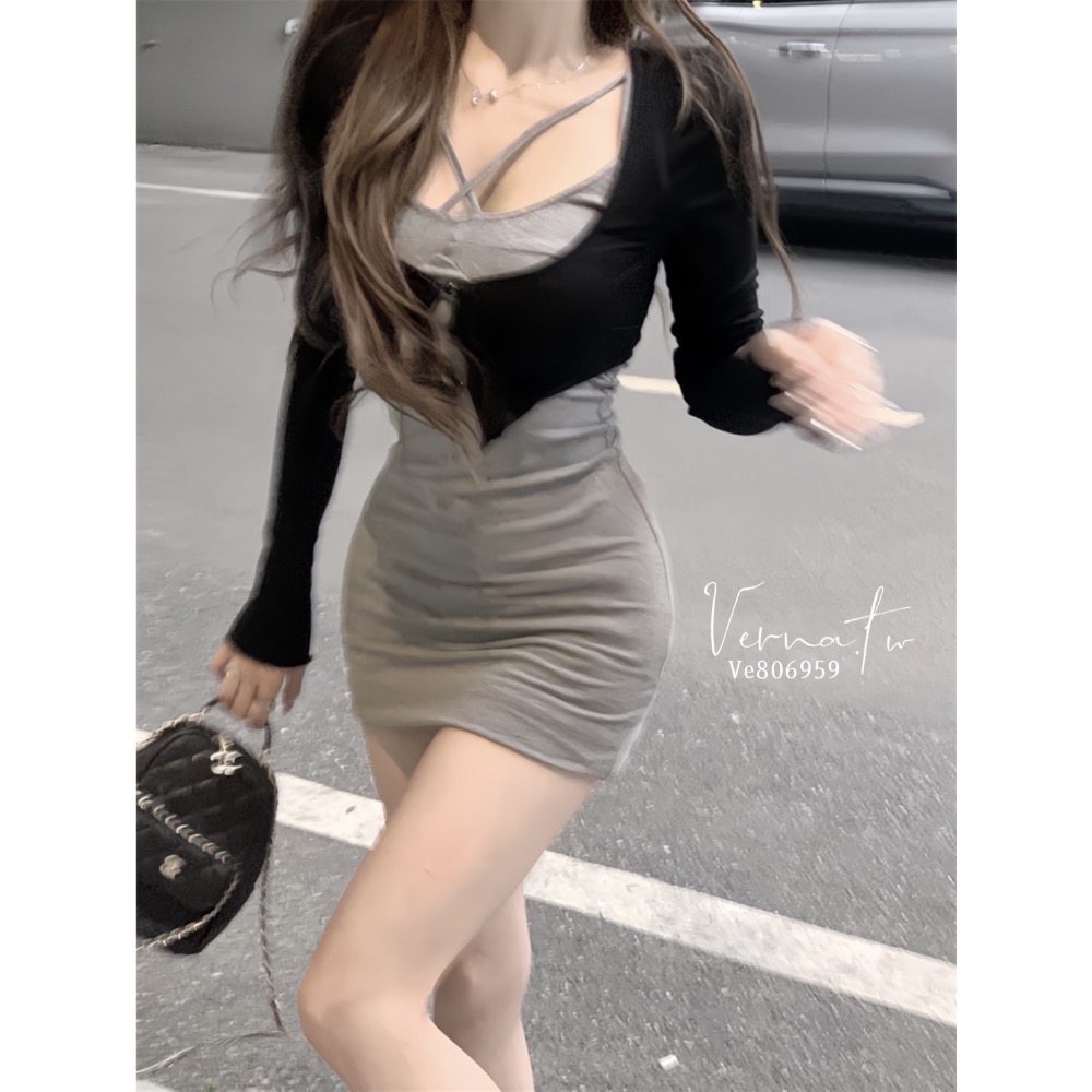 超美！白粉色系開衫+連身裙-細節圖9