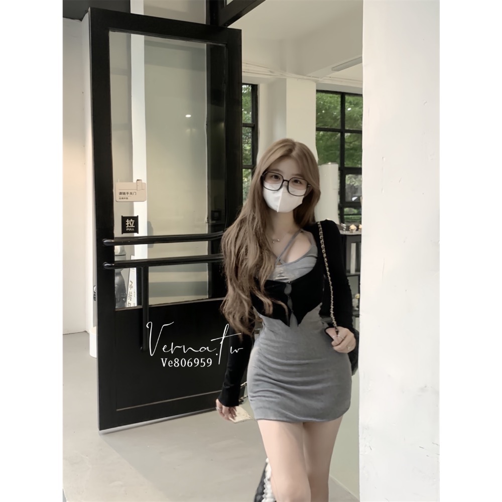 超美！白粉色系開衫+連身裙-細節圖10