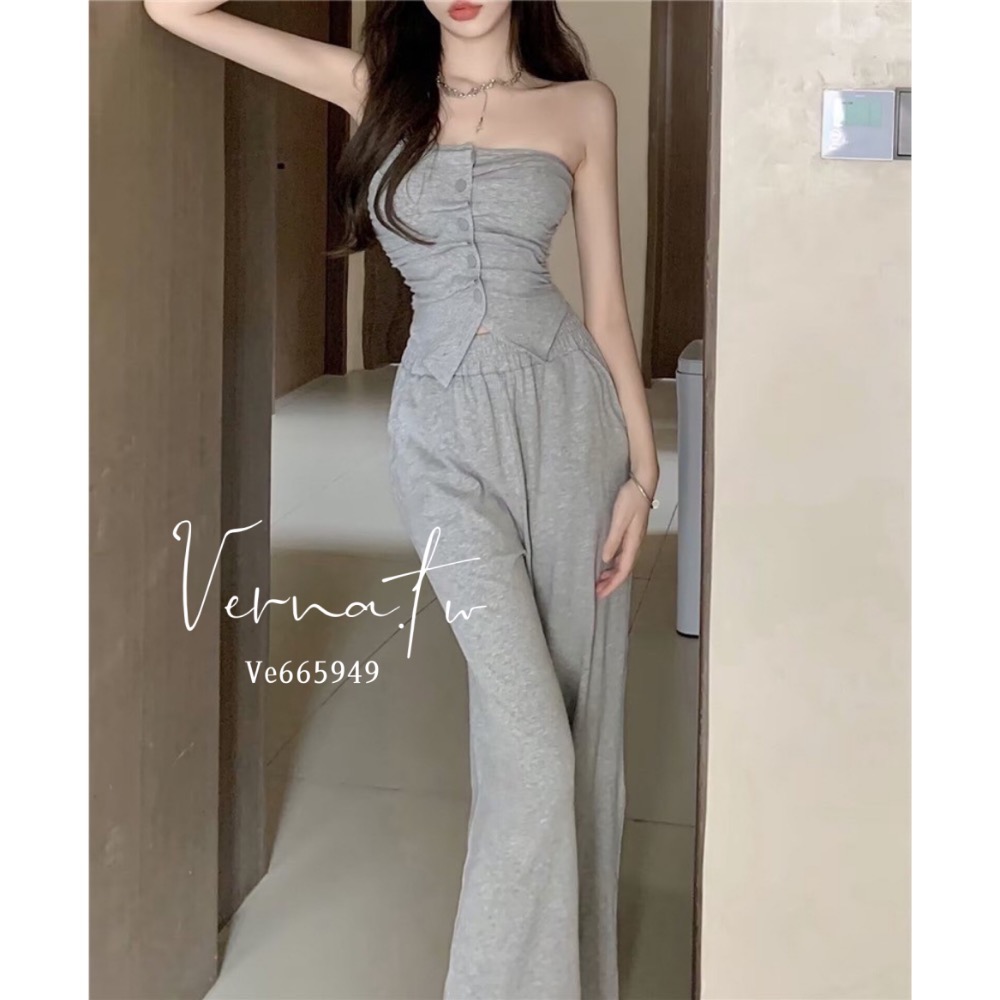 休閒平口鈕扣上衣+長褲套裝-細節圖6