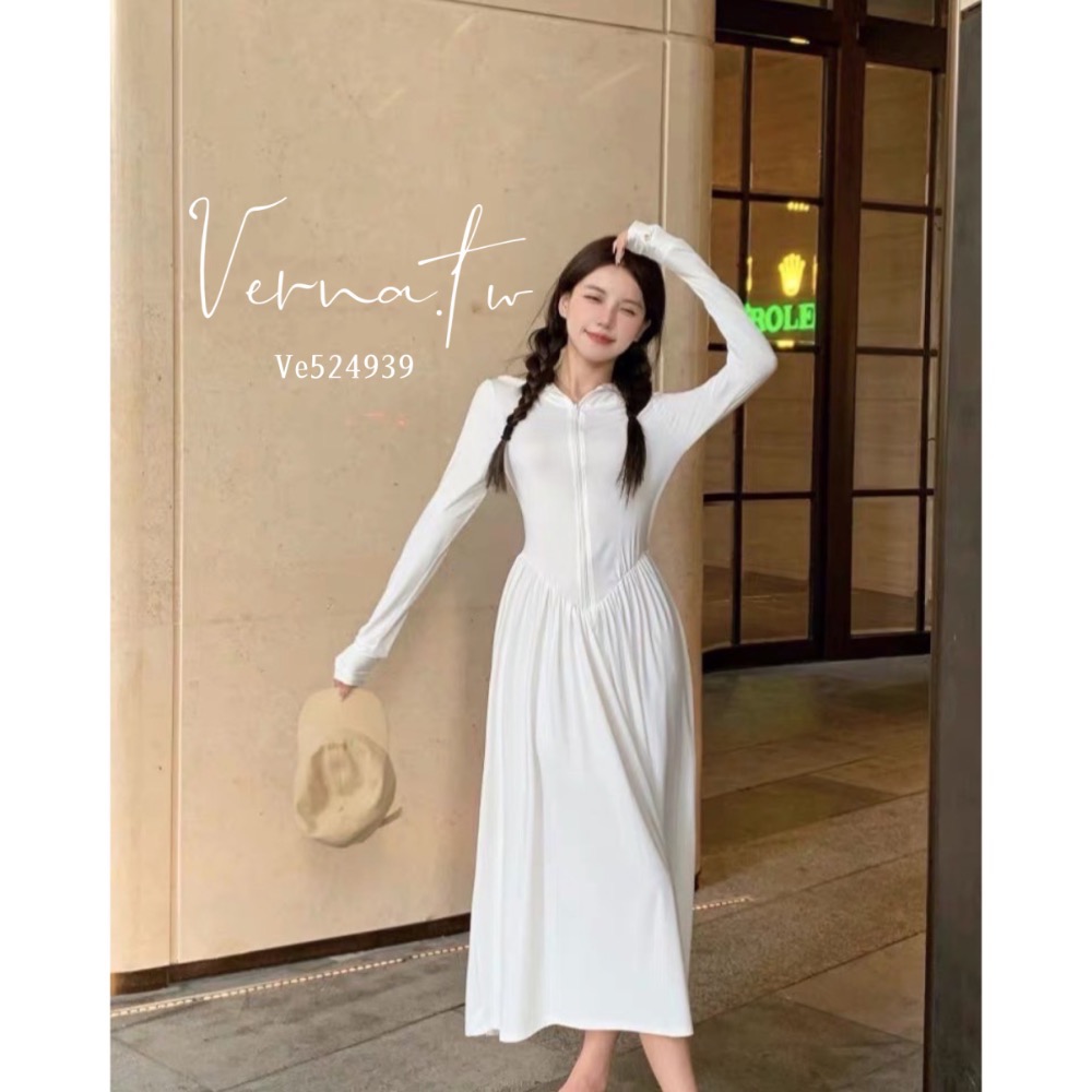 夏日限定‘ 冰絲帶帽連身A字裙-細節圖6