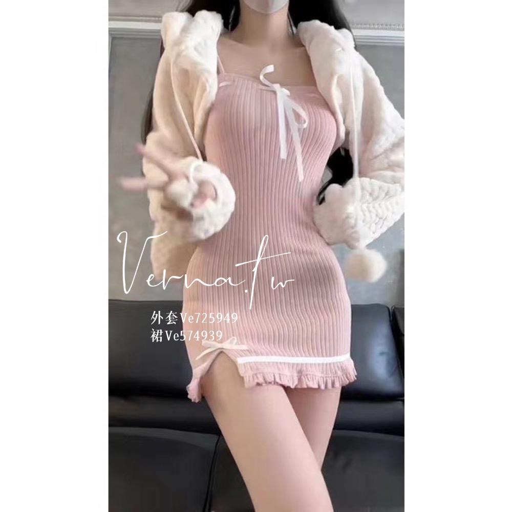 可愛兔耳外套+粉嫩木耳邊連身裙-細節圖9