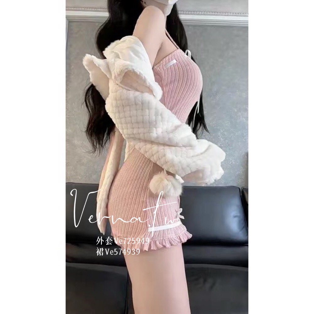 可愛兔耳外套+粉嫩木耳邊連身裙-細節圖10