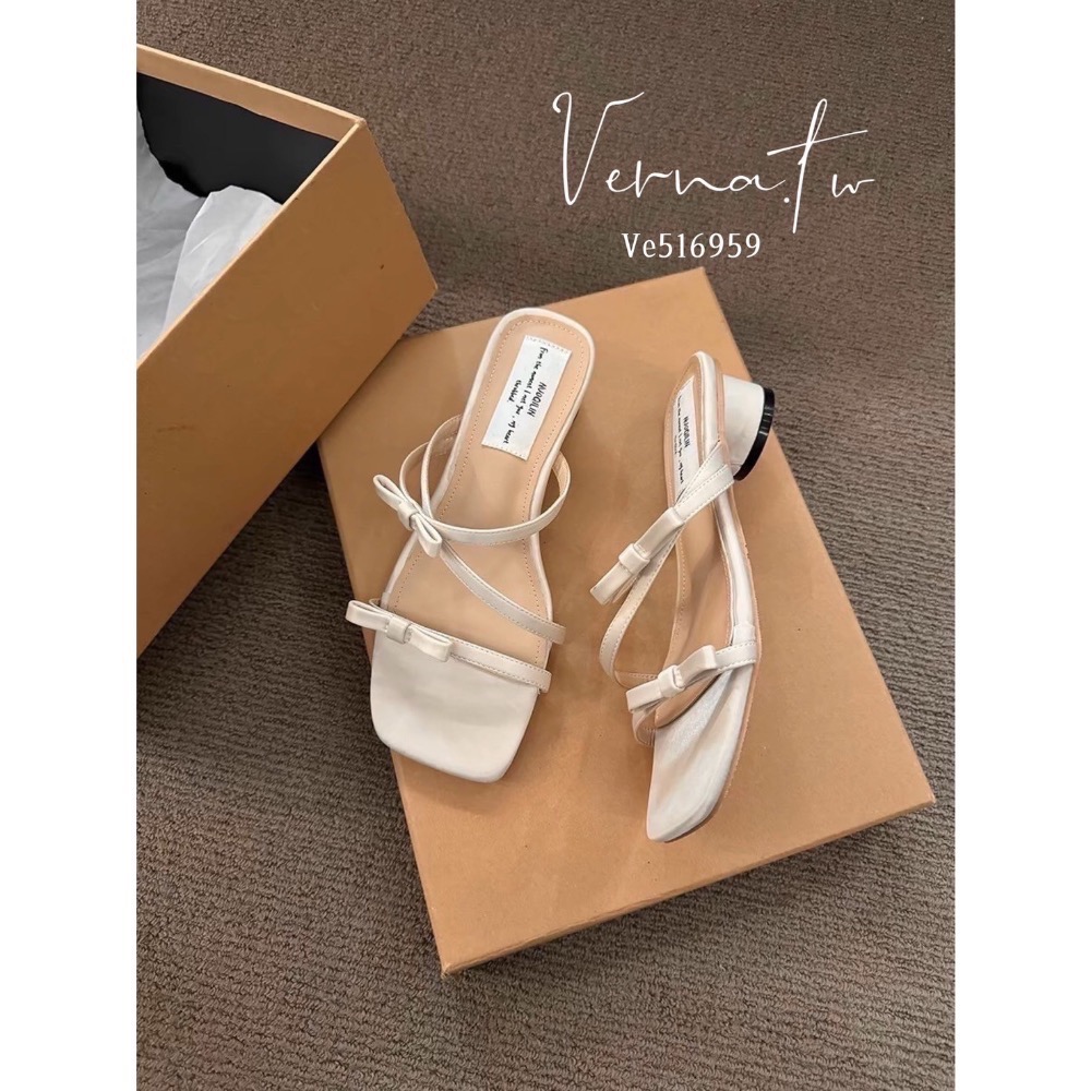 夏日穿搭’ 法式仙女蝴蝶結🎀粗跟鞋-細節圖2