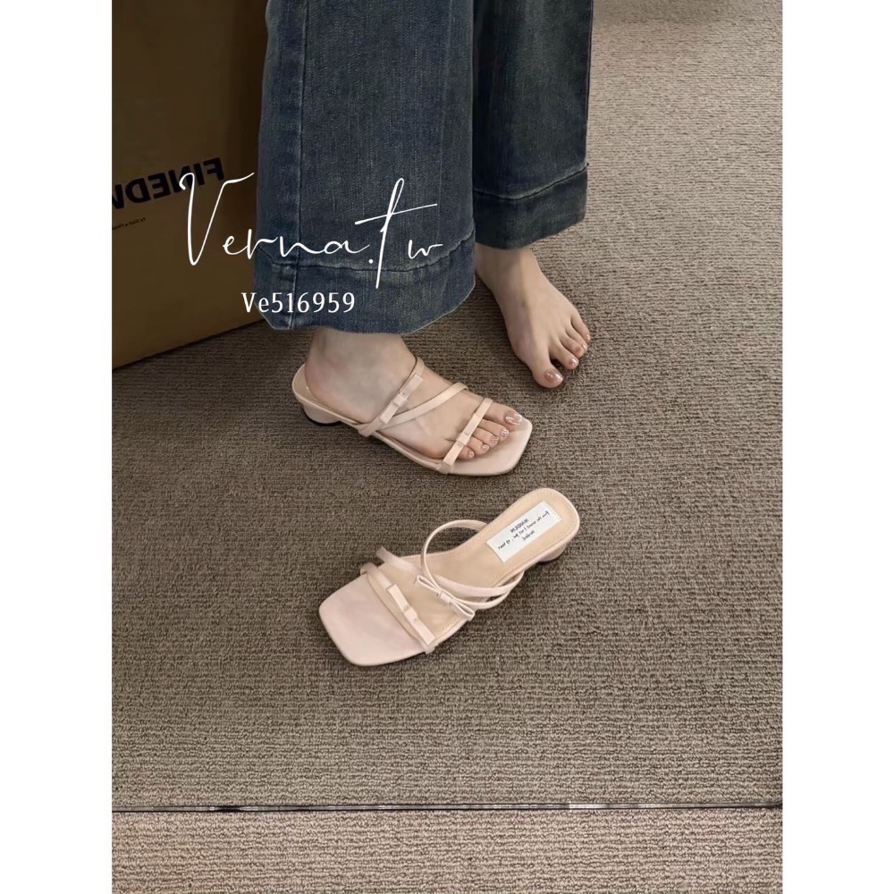 夏日穿搭’ 法式仙女蝴蝶結🎀粗跟鞋-細節圖3