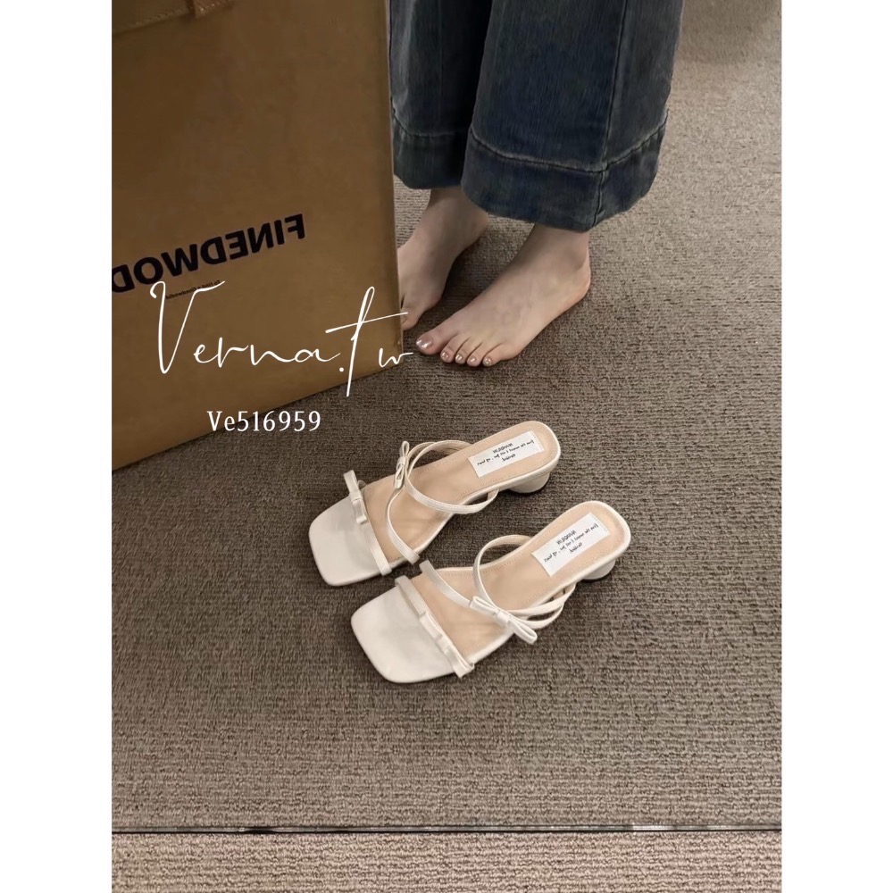 夏日穿搭’ 法式仙女蝴蝶結🎀粗跟鞋-細節圖5