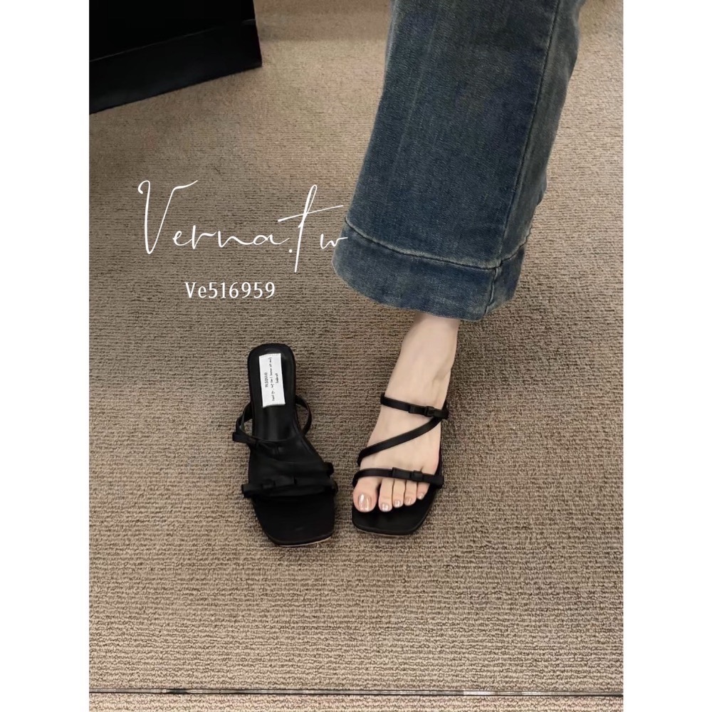 夏日穿搭’ 法式仙女蝴蝶結🎀粗跟鞋-細節圖6