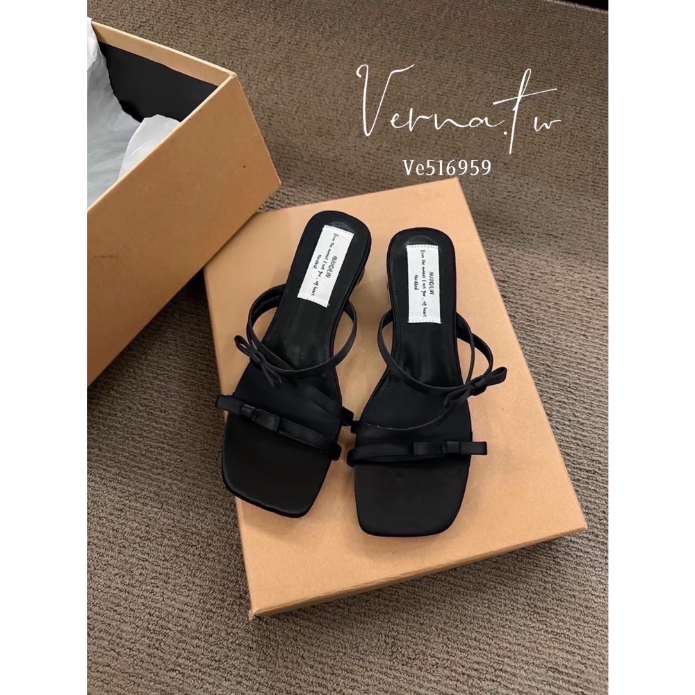 夏日穿搭’ 法式仙女蝴蝶結🎀粗跟鞋-細節圖7