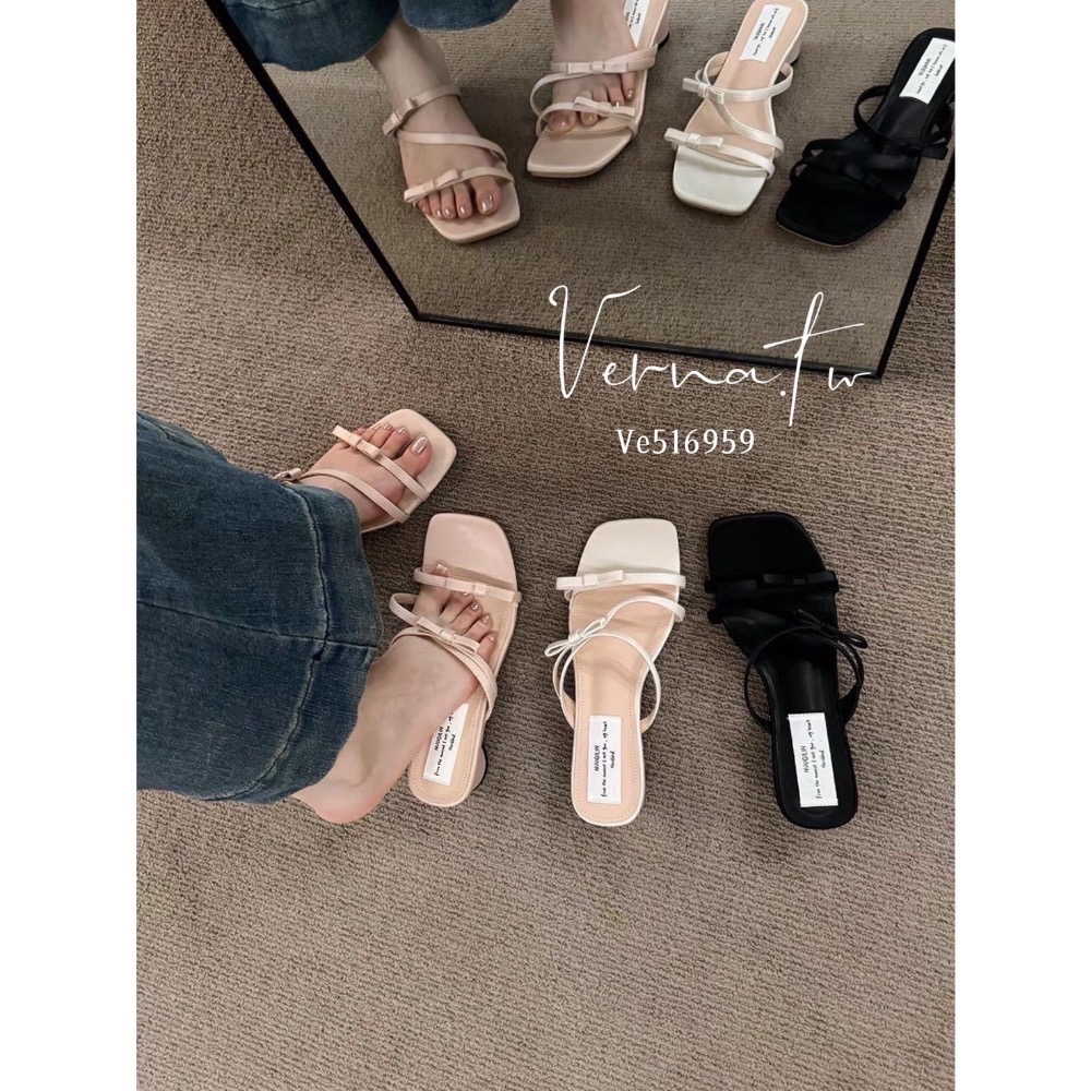 夏日穿搭’ 法式仙女蝴蝶結🎀粗跟鞋-細節圖8