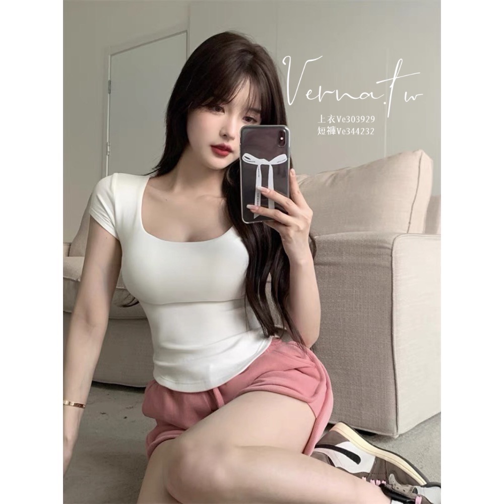 夏日帶胸墊上衣+短褲-細節圖2