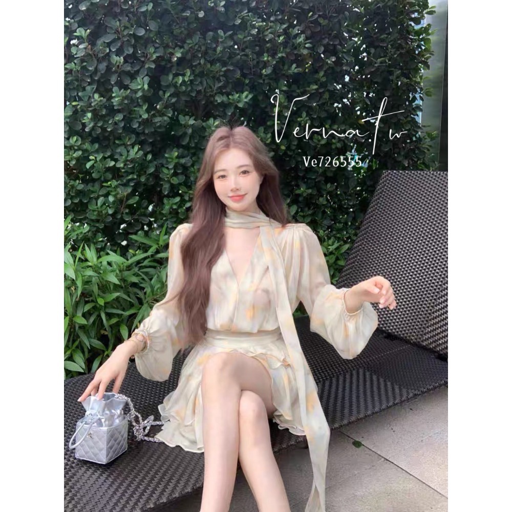 夏日法式碎花雪紡套裝-細節圖4