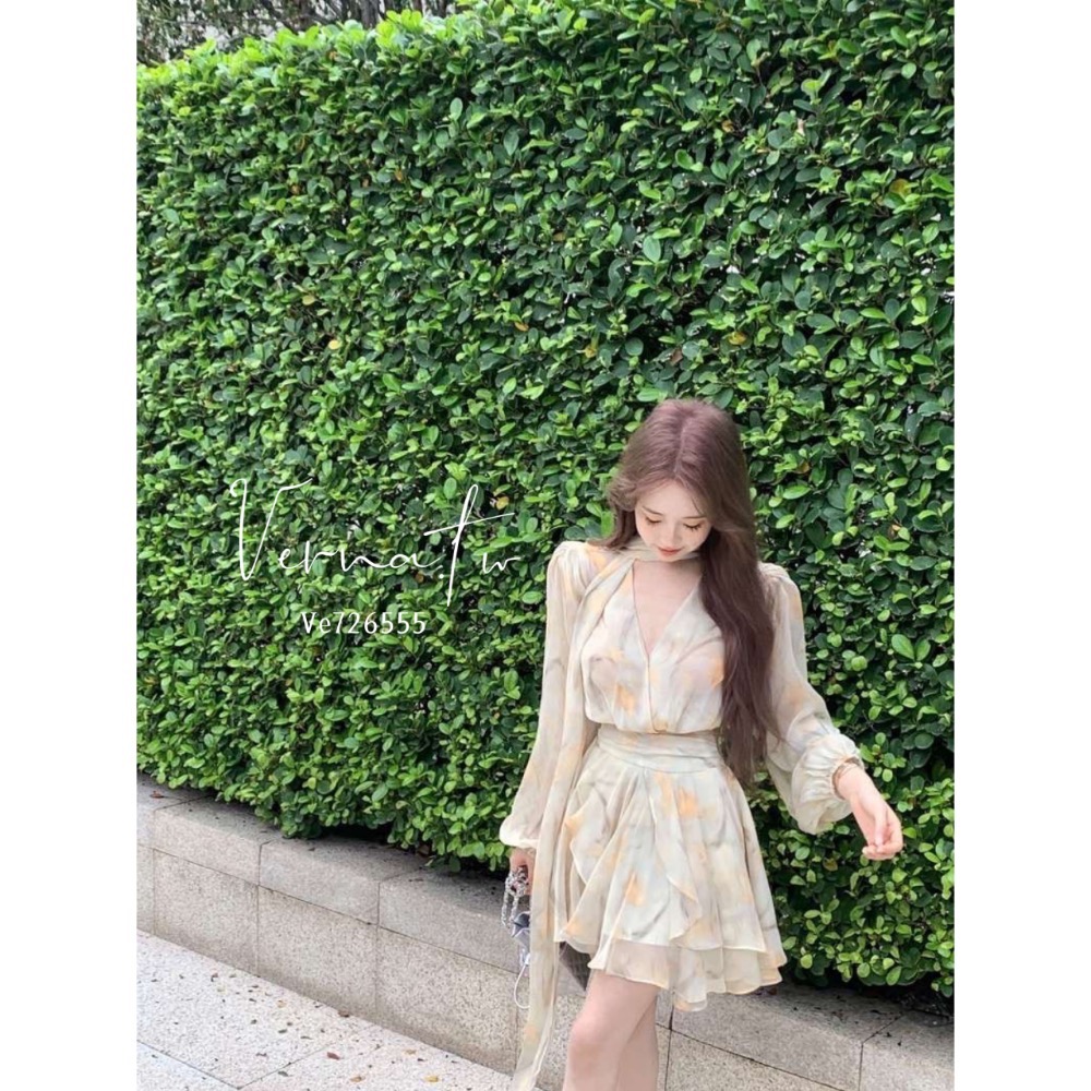 夏日法式碎花雪紡套裝-細節圖7
