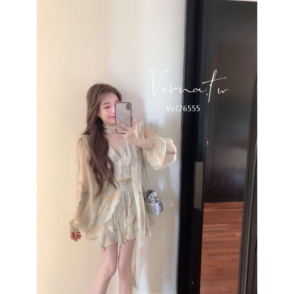 夏日法式碎花雪紡套裝-細節圖8