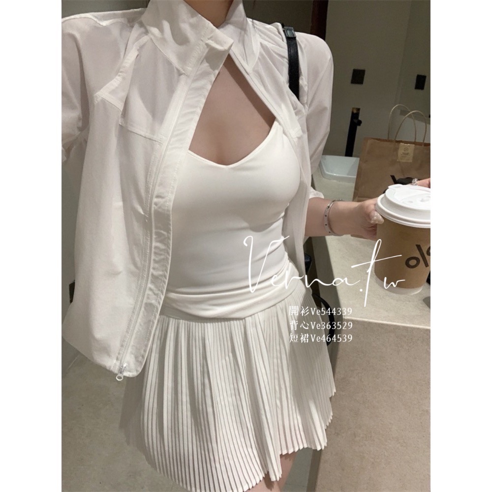 夏季微休閒套組’ 微透感寬鬆開衫+背心+百摺短裙-細節圖8