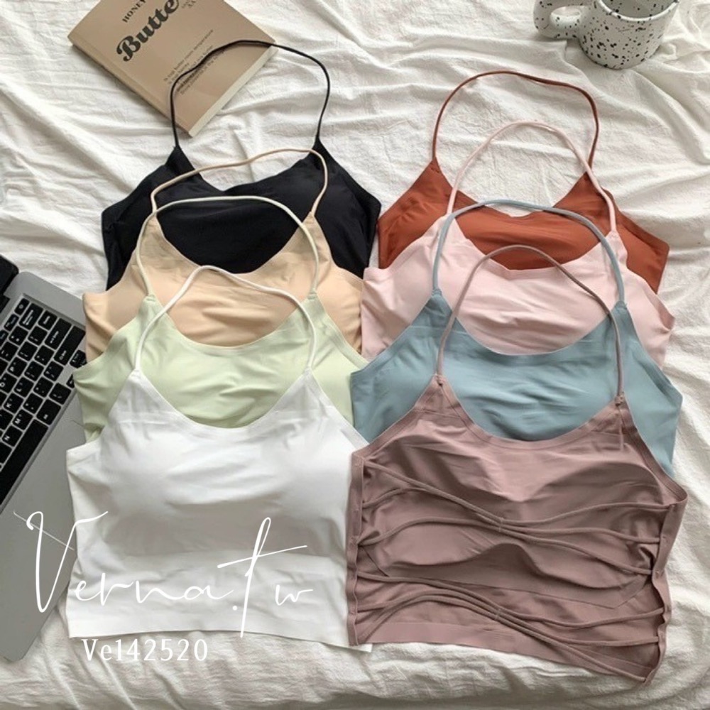 夏日休閒必買款‘ 掛脖交叉美背冰絲背心8色-細節圖2