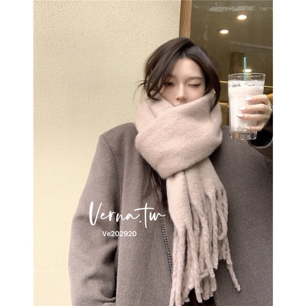 冬日氛圍感純色流蘇大圍巾-細節圖2