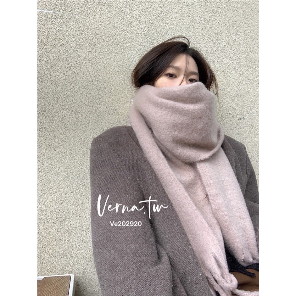 冬日氛圍感純色流蘇大圍巾-細節圖3