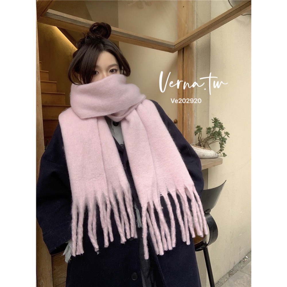 冬日氛圍感純色流蘇大圍巾-細節圖4