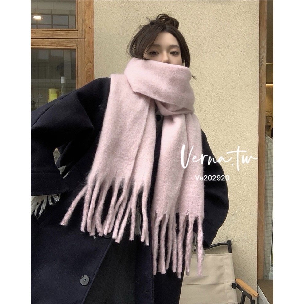 冬日氛圍感純色流蘇大圍巾-細節圖5