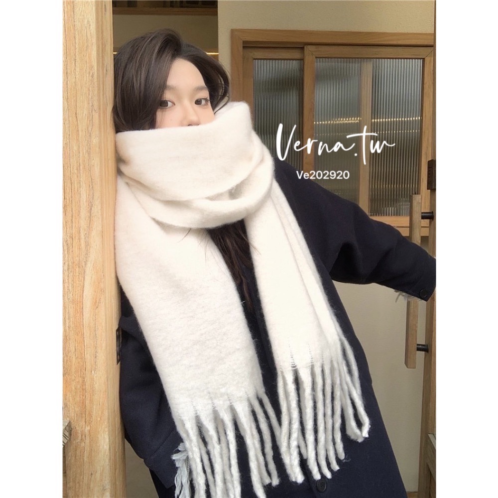 冬日氛圍感純色流蘇大圍巾-細節圖7