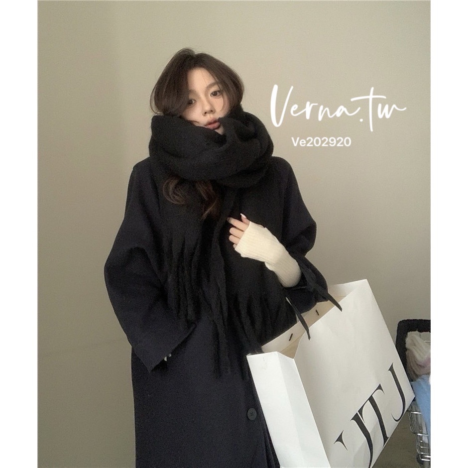 冬日氛圍感純色流蘇大圍巾-細節圖8