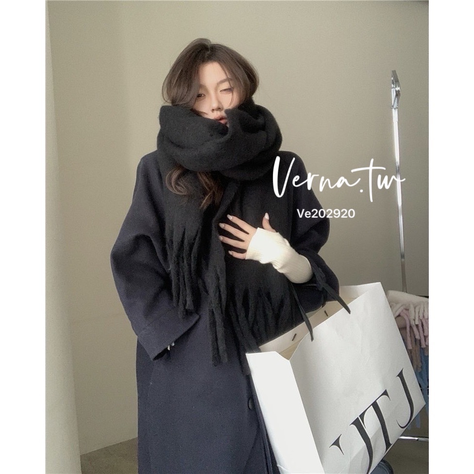 冬日氛圍感純色流蘇大圍巾-細節圖9