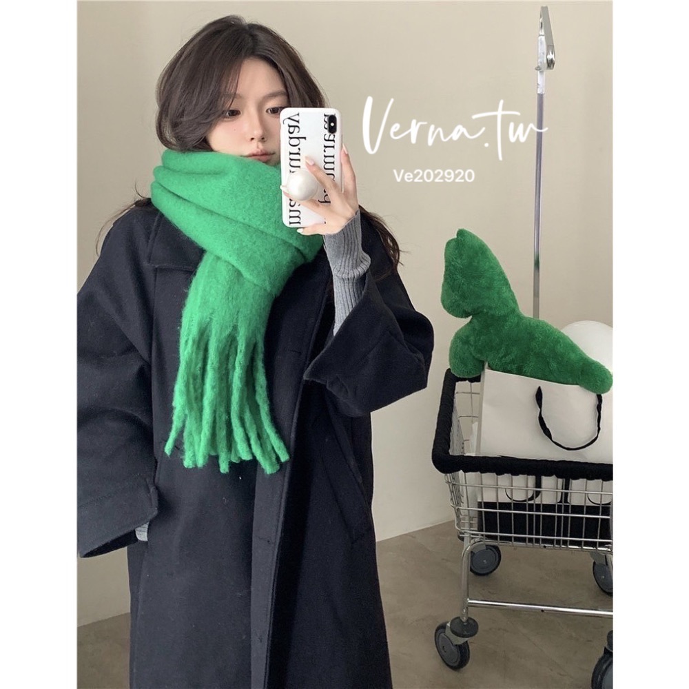 冬日氛圍感純色流蘇大圍巾-細節圖11