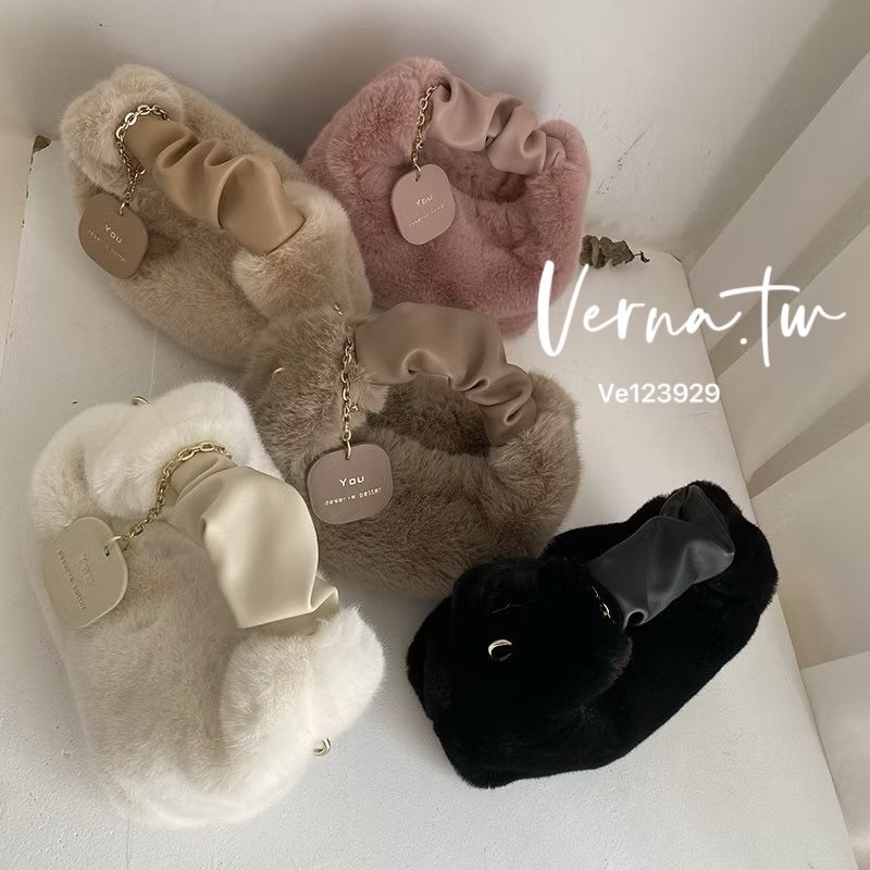 雲朵☁️絨毛吊牌皮革包包-細節圖2