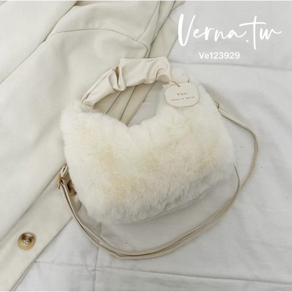 雲朵☁️絨毛吊牌皮革包包-細節圖6