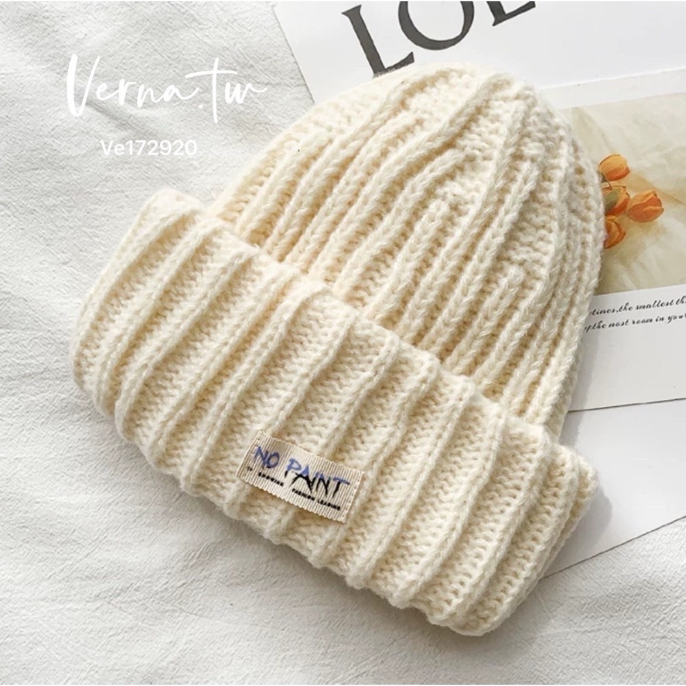 9色x暖糯簡約標籤純色針織帽-細節圖3