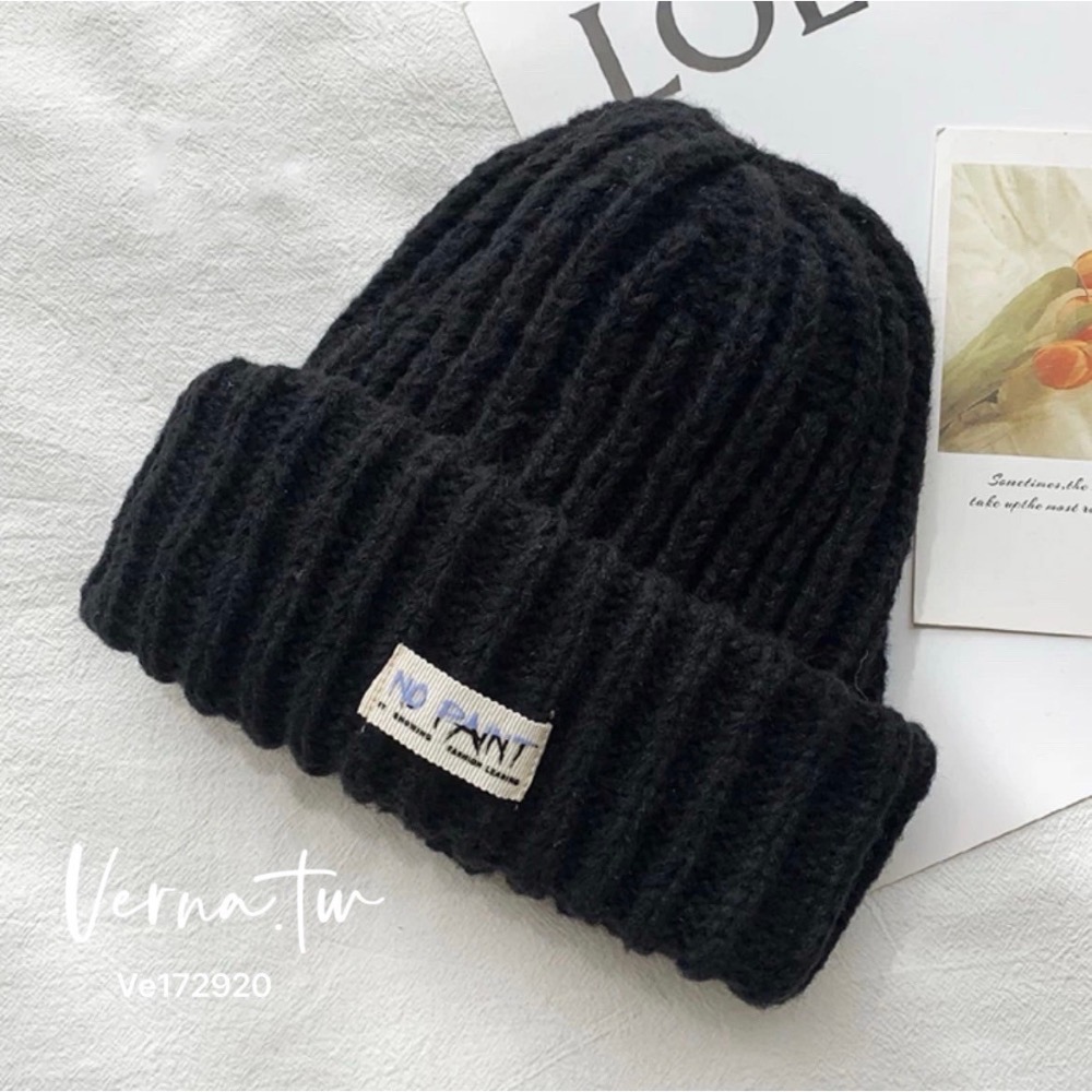 9色x暖糯簡約標籤純色針織帽-細節圖4