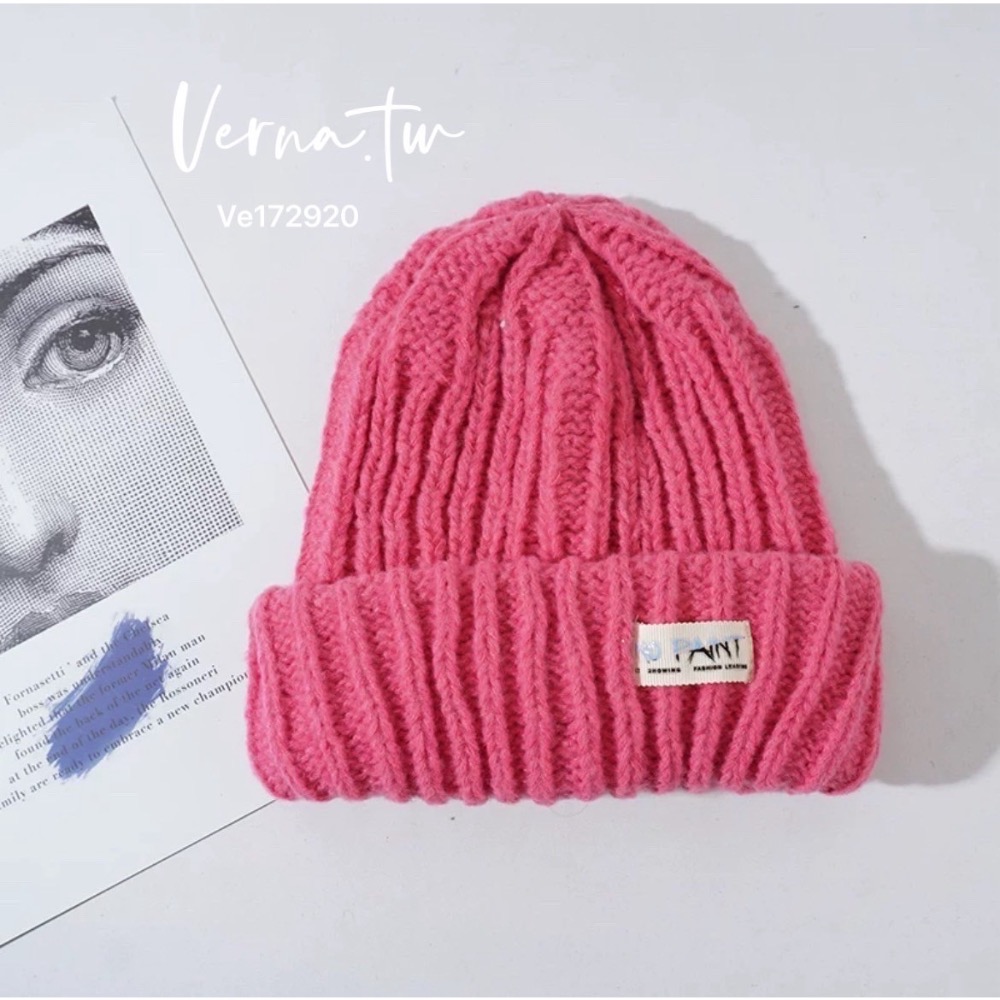 9色x暖糯簡約標籤純色針織帽-細節圖5