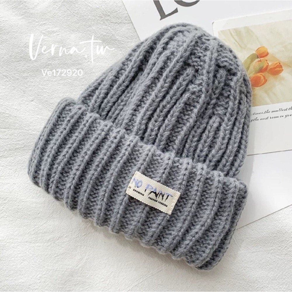 9色x暖糯簡約標籤純色針織帽-細節圖6