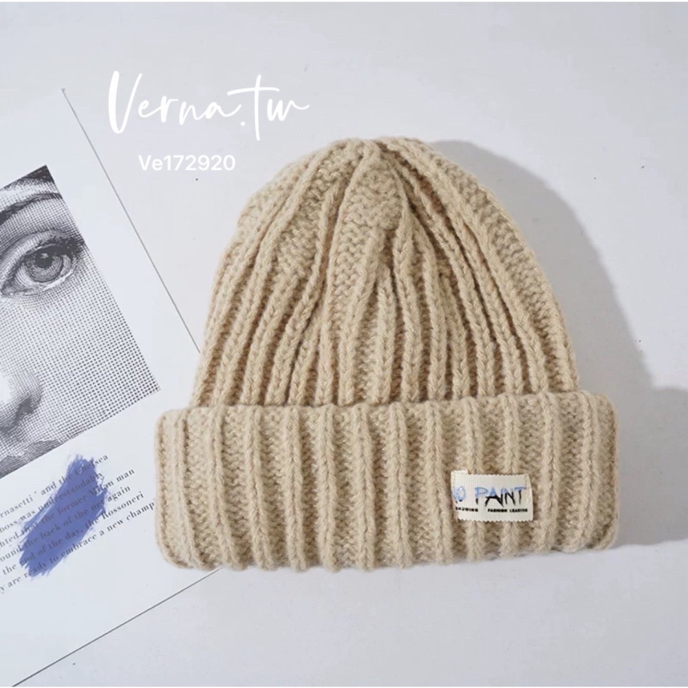 9色x暖糯簡約標籤純色針織帽-細節圖8